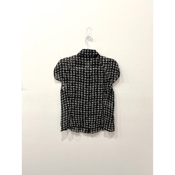 Cheap & Chic By Moschino Woven Printed Sheer Button Front Blouse Black Womens M - Picture 2 of 4
